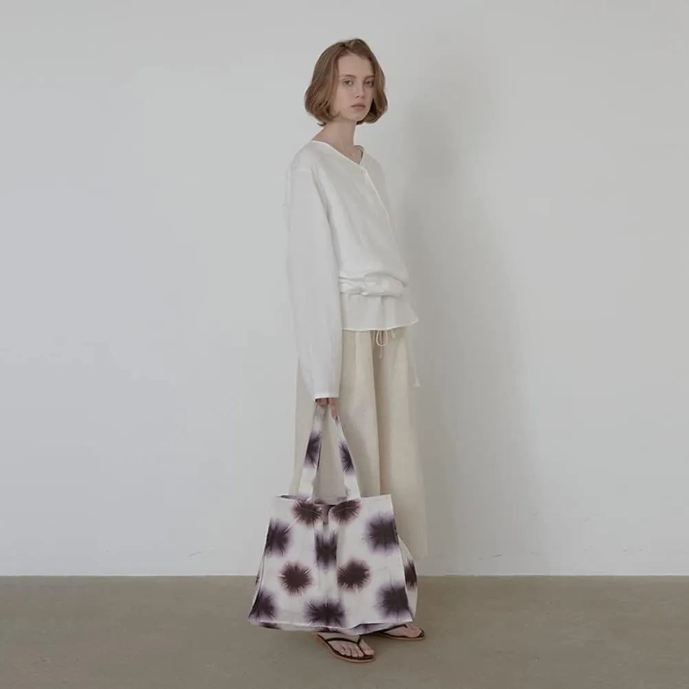 O&ON Linen Tote Bag Handmade Shoulder bag with Natural Linen, Tie Dye Beach Bag, Shopping Bag, Lightweight and Sturdy Bag