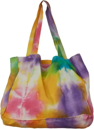 O&ON Linen Tote Bag Handmade Shoulder bag with Natural Linen, Tie Dye Beach Bag, Shopping Bag, Lightweight and Sturdy Bag