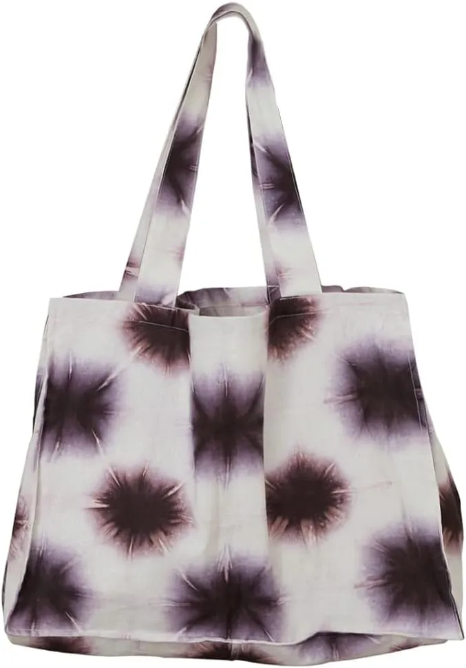 O&ON Linen Tote Bag Handmade Shoulder bag with Natural Linen, Tie Dye Beach Bag, Shopping Bag, Lightweight and Sturdy Bag