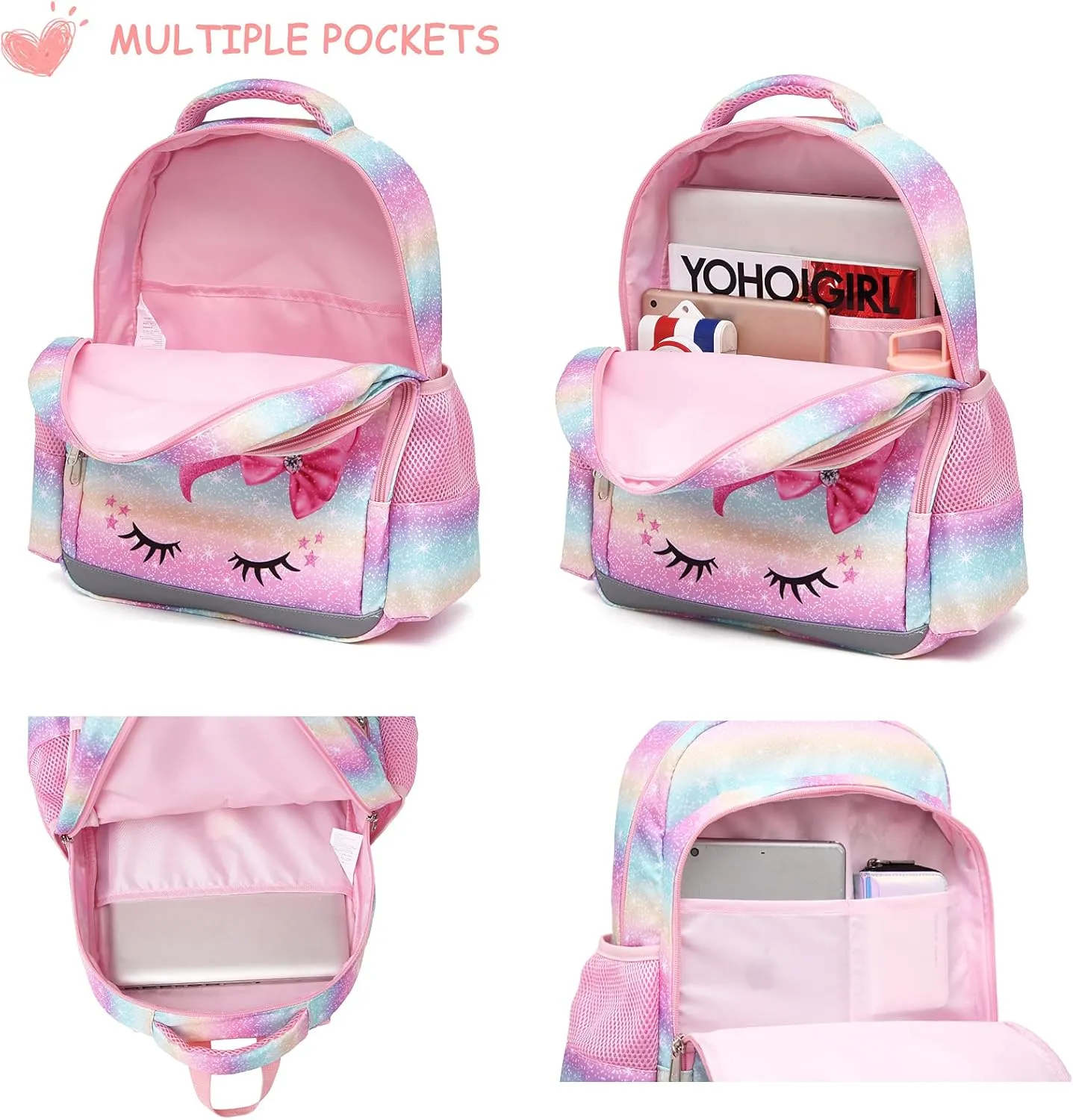 Octsky Kids Backpack for Girls School Preschool Kindergarten Bookbag Lightweight With Chest Strap and Lunchbox (Dog)
