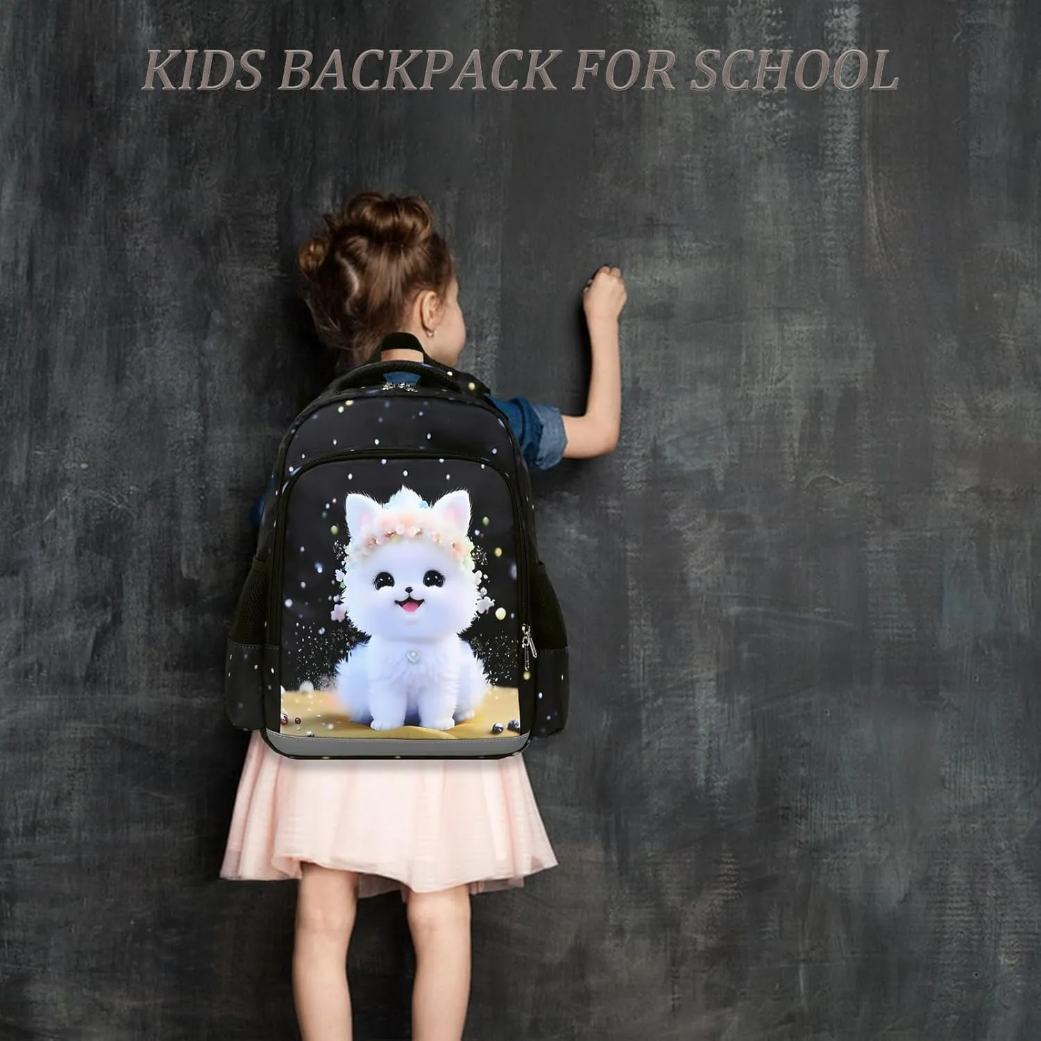 Octsky Kids Backpack for Girls School Preschool Kindergarten Bookbag Lightweight With Chest Strap and Lunchbox (Dog)