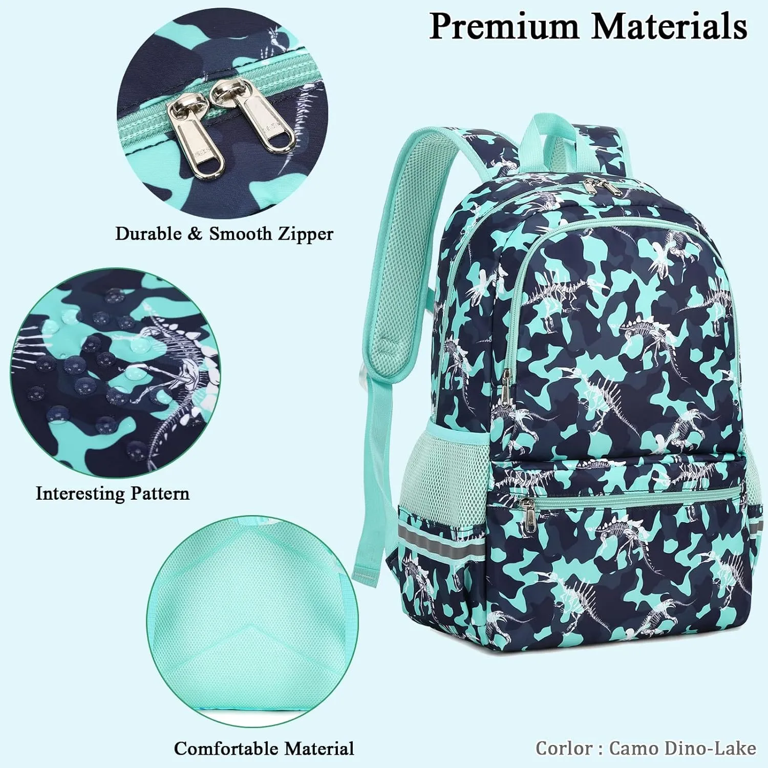 Octsky Kids Backpack for School Boys Backpack with Lunch Box Elementary Bookbag Backpack, Spider Bue 3pcs
