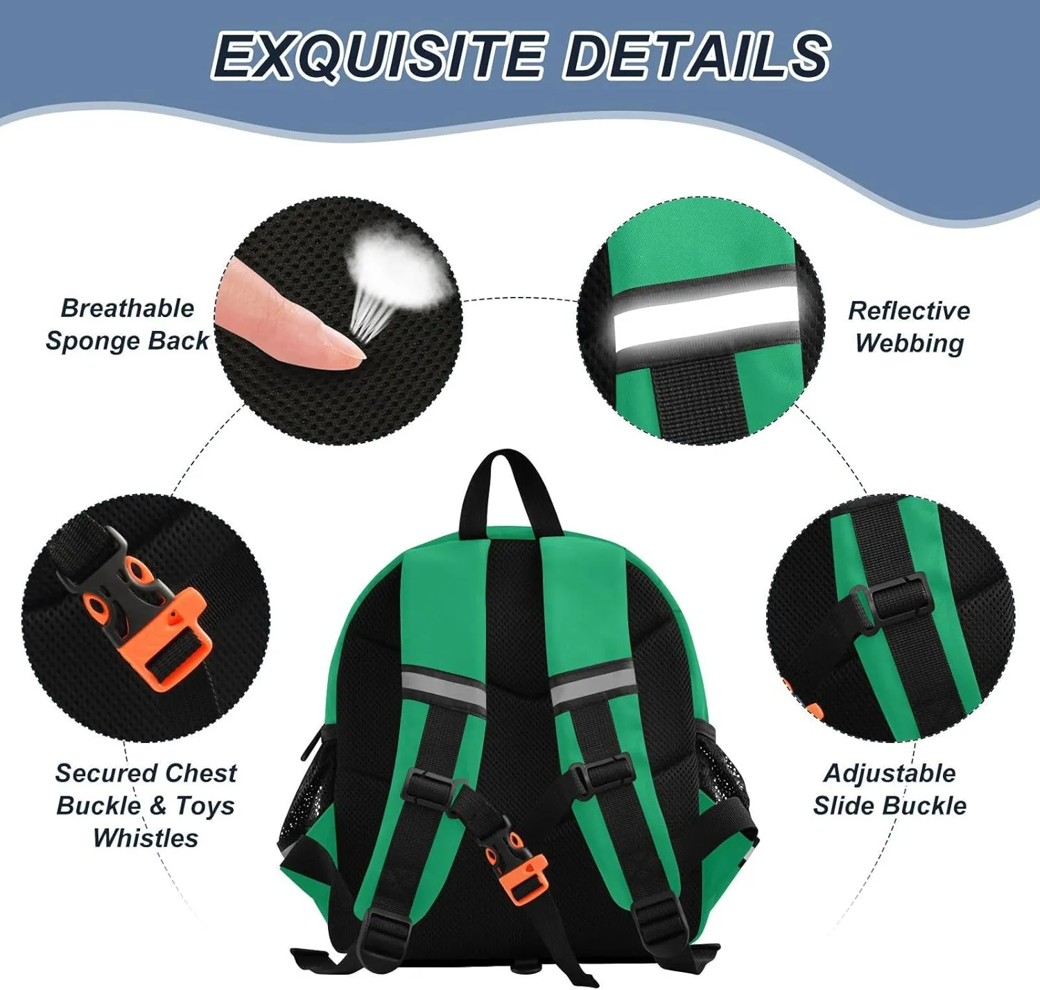 ODAWA Little Boy Backpacks Toddler Peacock Green Kid Backpacks, Preschool Backpack for Girls