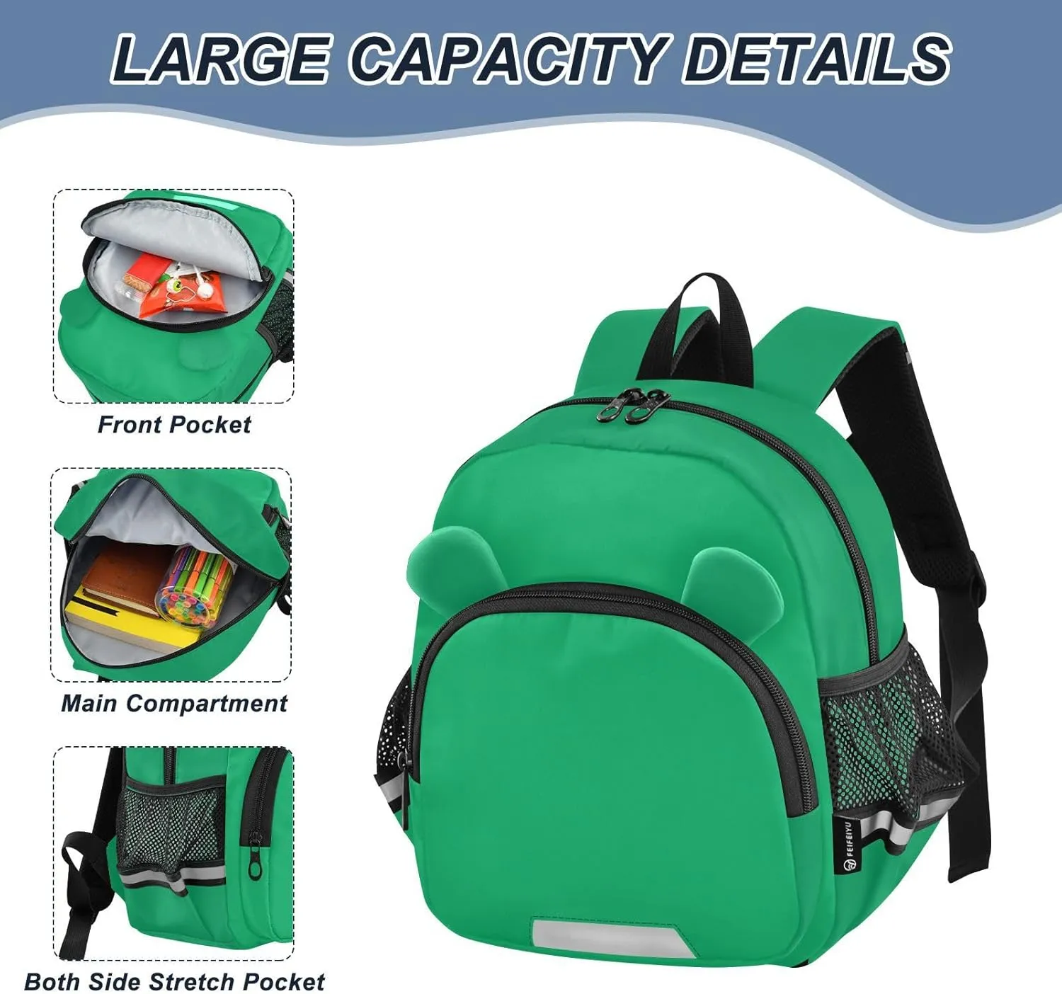 ODAWA Little Boy Backpacks Toddler Peacock Green Kid Backpacks, Preschool Backpack for Girls
