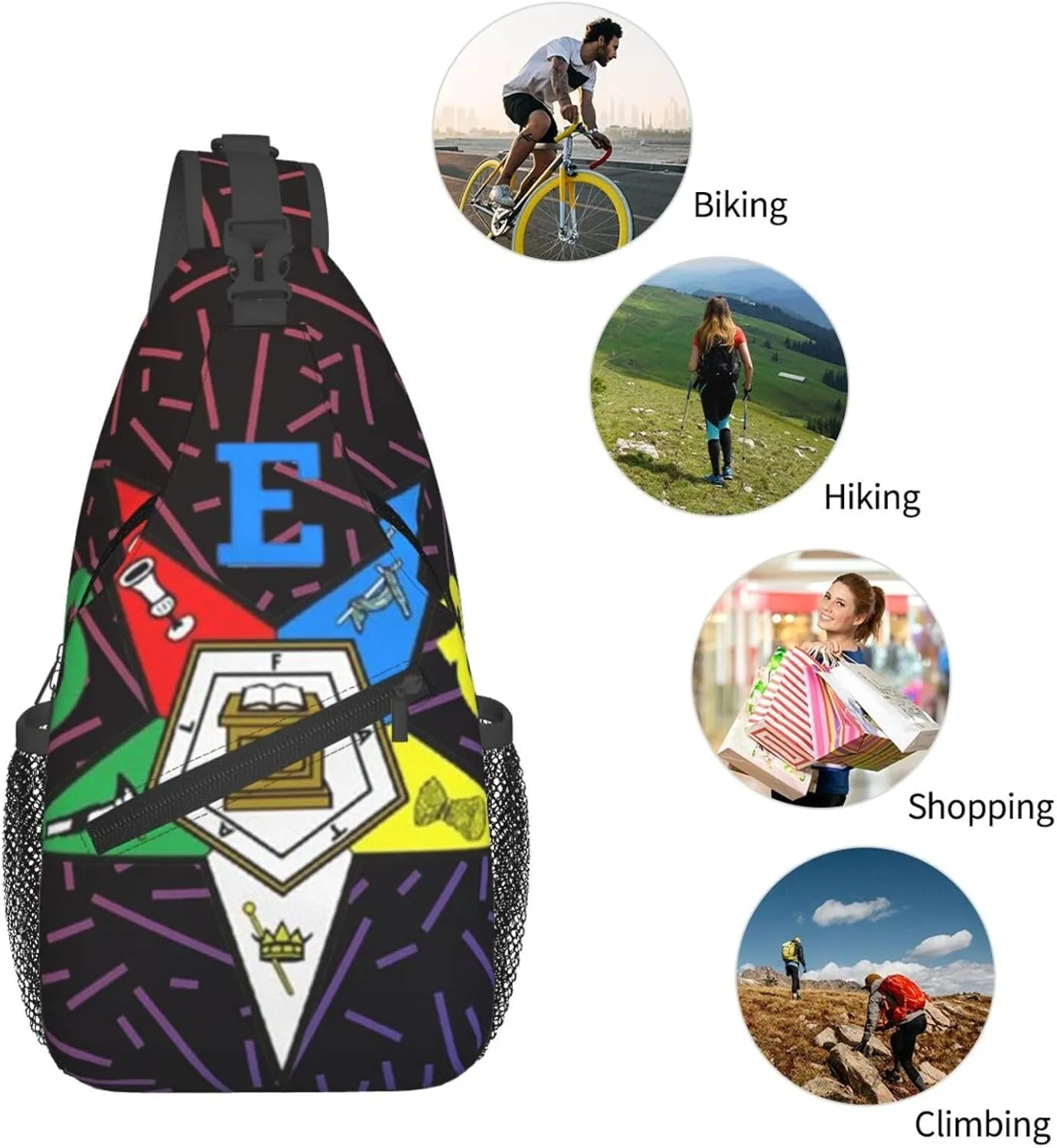 Oes Eastern Star Small Crossbody Backpack Sling Bag For Men Women Mini One Shoulder Chest Bags Gym Sport Travel Hiking Daypack