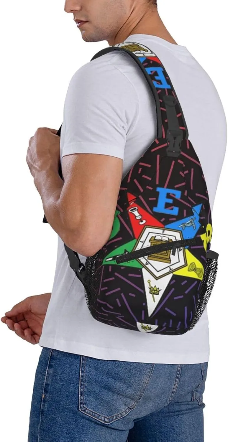 Oes Eastern Star Small Crossbody Backpack Sling Bag For Men Women Mini One Shoulder Chest Bags Gym Sport Travel Hiking Daypack