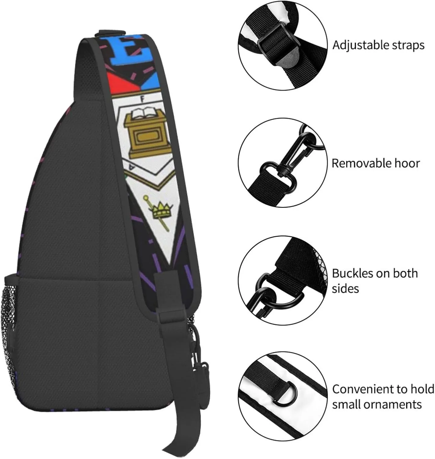Oes Eastern Star Small Crossbody Backpack Sling Bag For Men Women Mini One Shoulder Chest Bags Gym Sport Travel Hiking Daypack