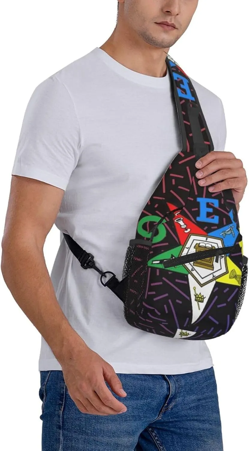 Oes Eastern Star Small Crossbody Backpack Sling Bag For Men Women Mini One Shoulder Chest Bags Gym Sport Travel Hiking Daypack