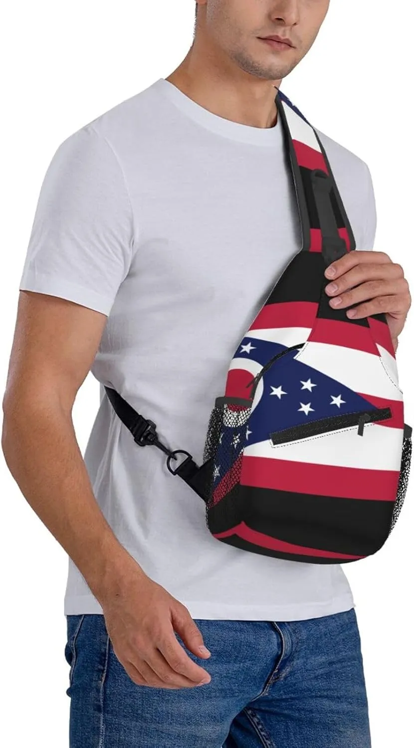 Ohio State Flag Print Lightweight Sling Small Shoulder Bag - Chic Cross Chest Bag With Adjustable Strap
