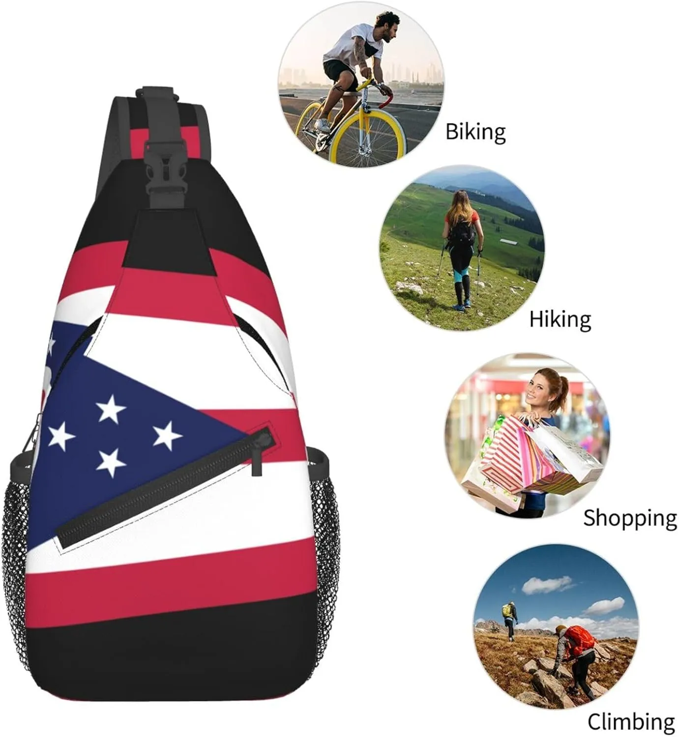 Ohio State Flag Print Lightweight Sling Small Shoulder Bag - Chic Cross Chest Bag With Adjustable Strap