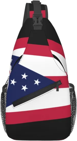 Ohio State Flag Print Lightweight Sling Small Shoulder Bag - Chic Cross Chest Bag With Adjustable Strap