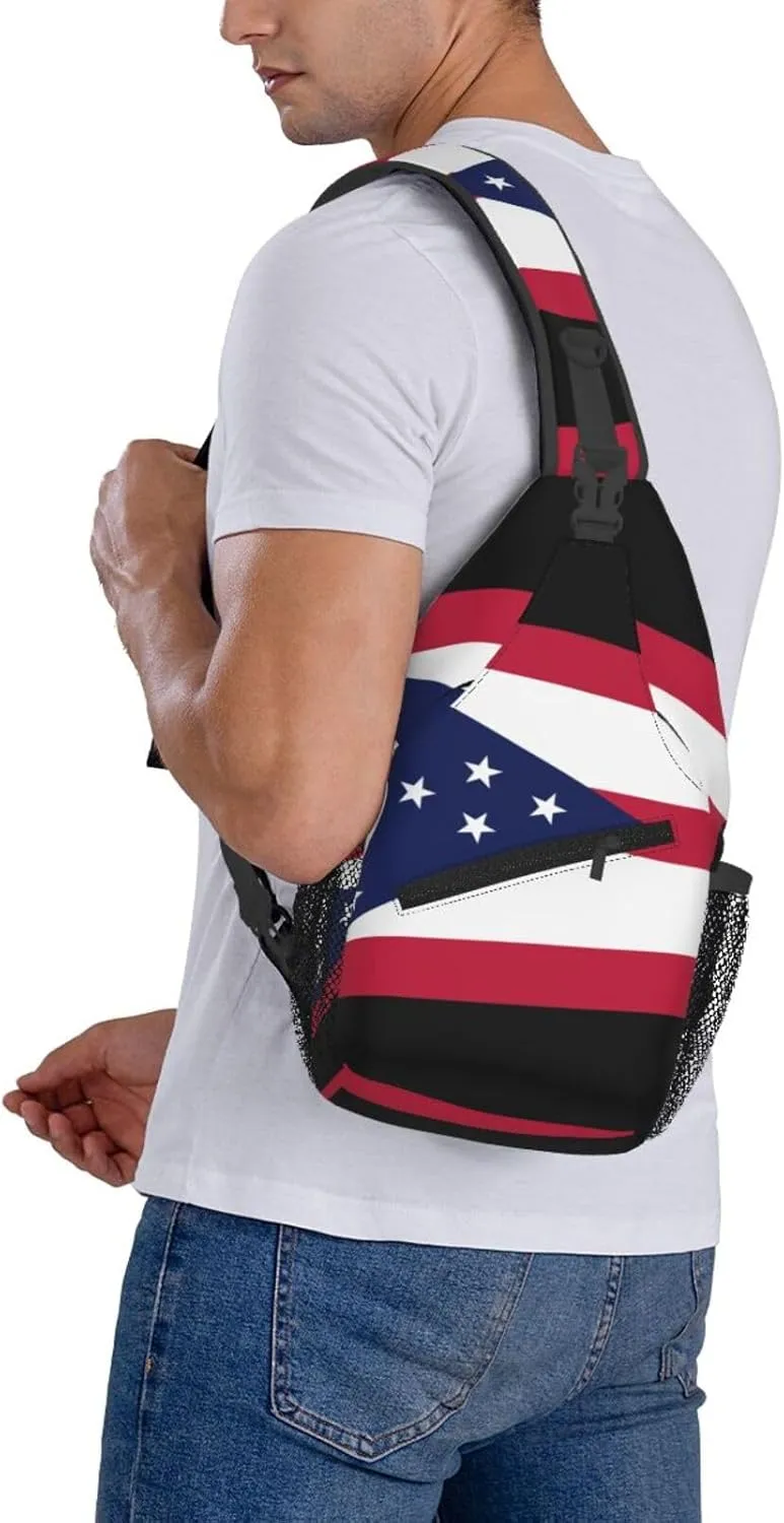 Ohio State Flag Print Lightweight Sling Small Shoulder Bag - Chic Cross Chest Bag With Adjustable Strap