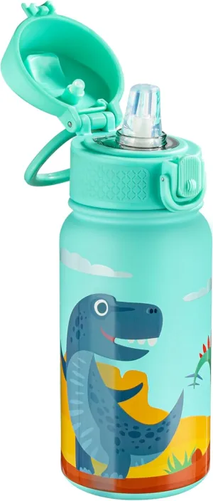 OLDLEY 12oz Kids Water Bottle, Stainless Steel Insulated Water Bottle For Kids, With Straws Leak-proof, Kids Water Bottles For School Boys Girls,Dinos
