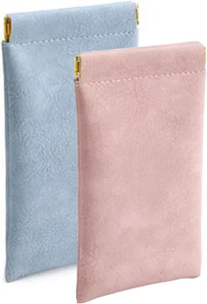 Onavee Purse Pouches, Pouchic Snap Closure Pouches, Pouchic - Personalized Snap Closure Leather Organizer Pouch -slim: Pink Blue