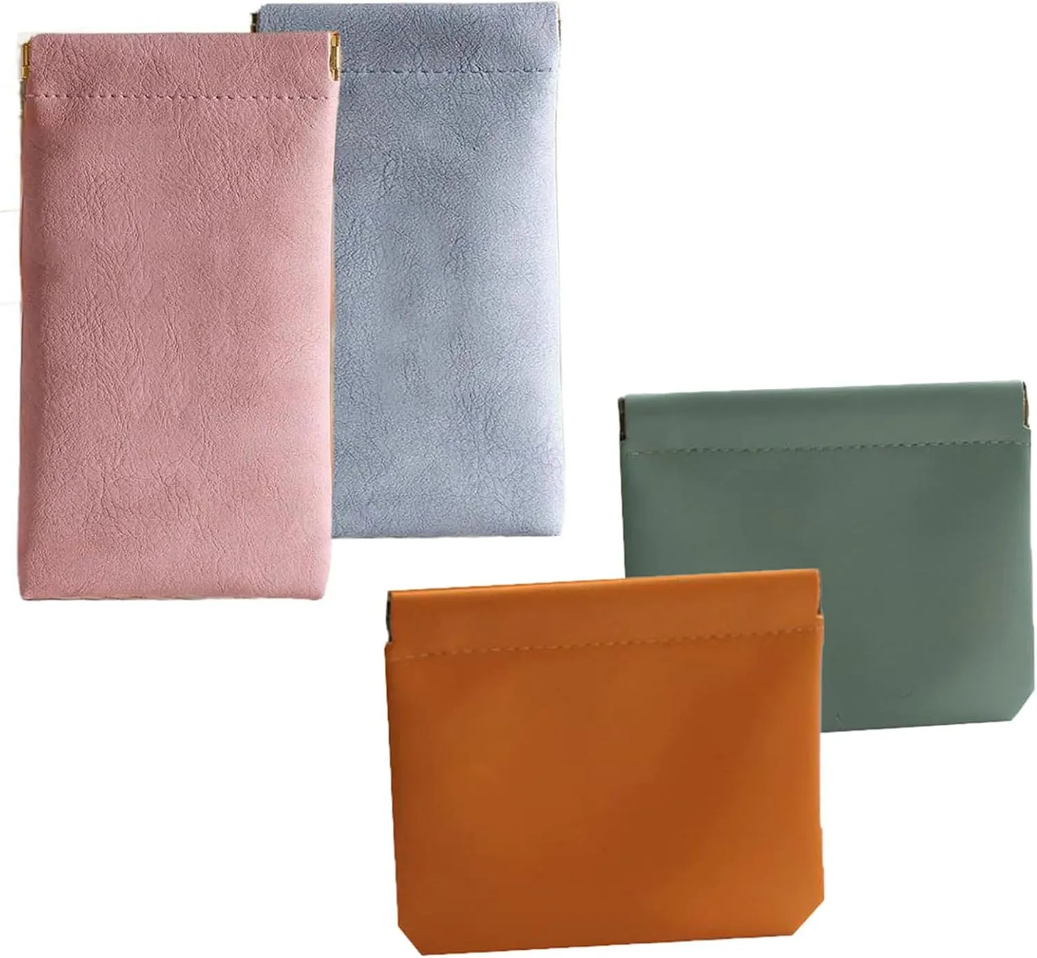 Onavee Purse Pouches, Pouchic Snap Closure Pouches, Pouchic - Personalized Snap Closure Leather Organizer Pouch -slim PinkBlue square YellowGreen