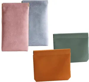 Onavee Purse Pouches, Pouchic Snap Closure Pouches, Pouchic - Personalized Snap Closure Leather Organizer Pouch -slim PinkBlue square YellowGreen