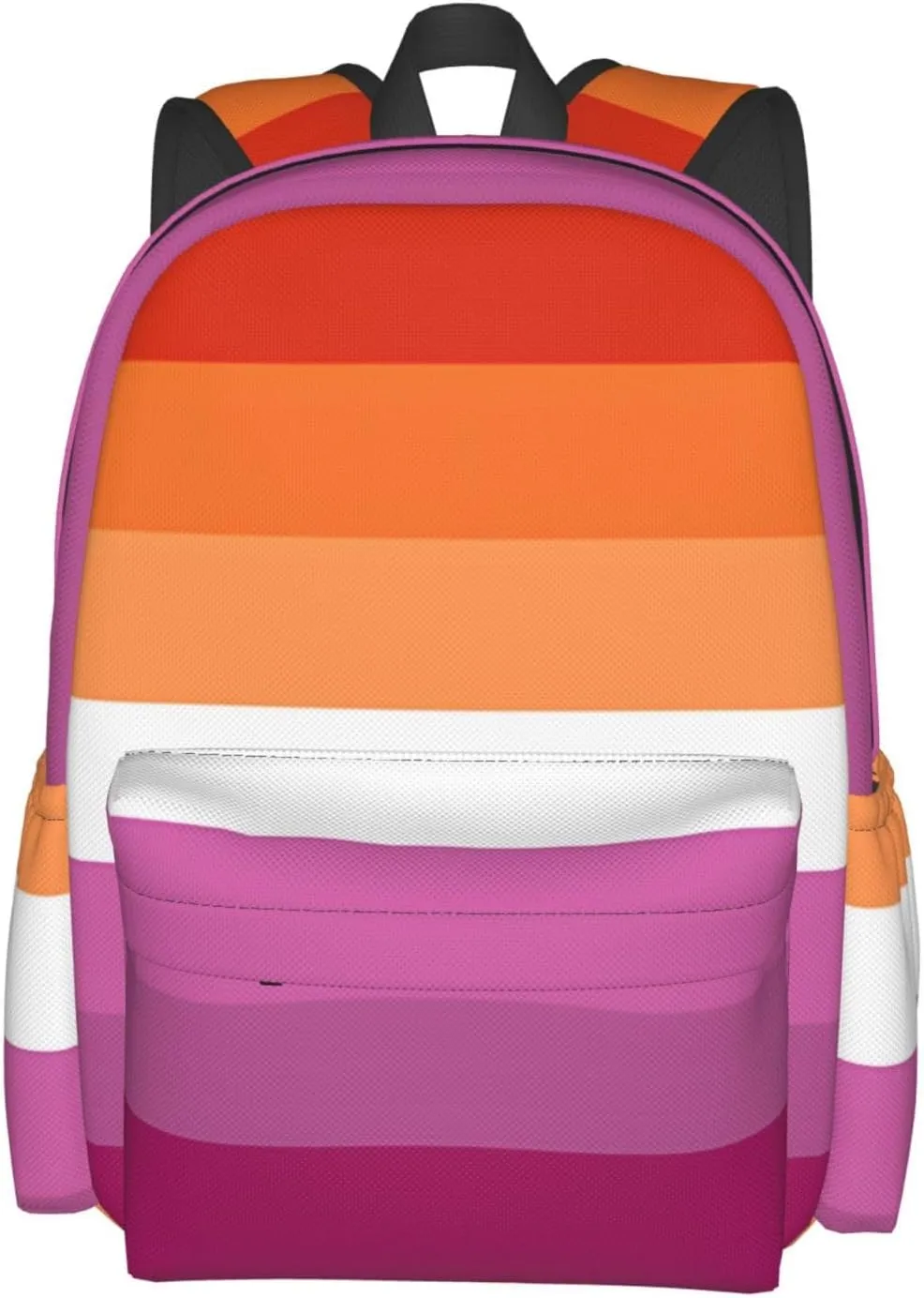 Orange Magenta Lesbian Pride Flag 17 Inch Casual Backpack Laptop Backpacks Travel Back Pack Large Camping Rucksack Hiking Daypack Lightweight Double Shoulder Bag