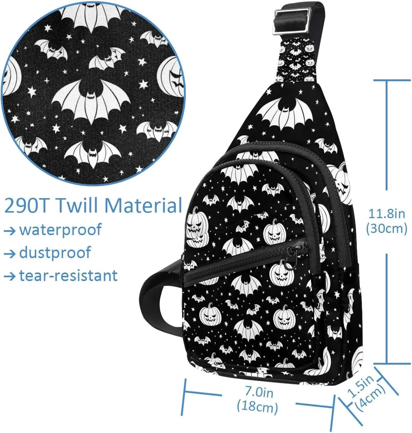 Orange Pumpkins and Bats 1 Sling Backpack Bag