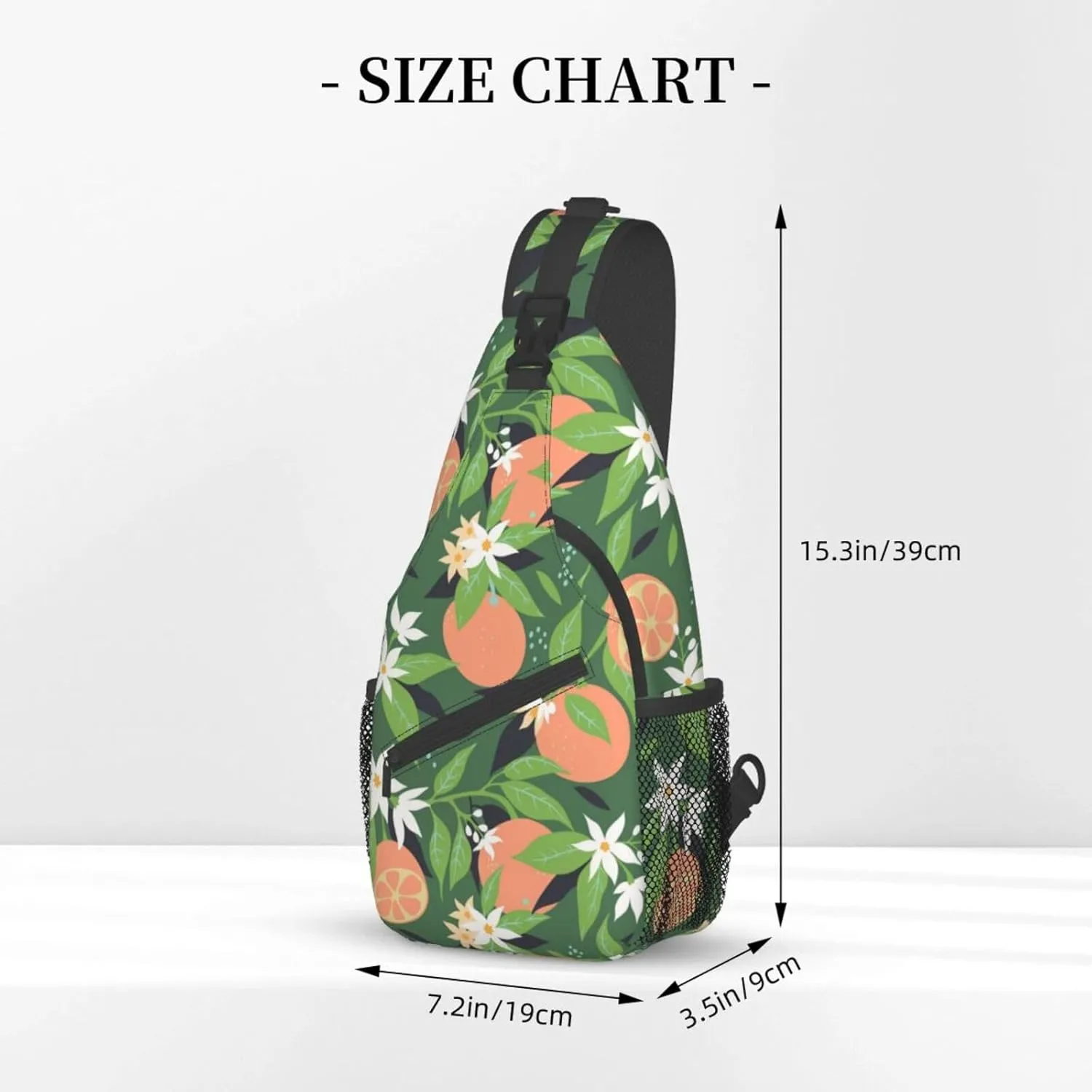 Oranges Flowers Blossom Botany Sling Bag for Men Women Crossbody Backpack Hiking Travel Daypack Shoulder Chest Bag with Adjustable Strap