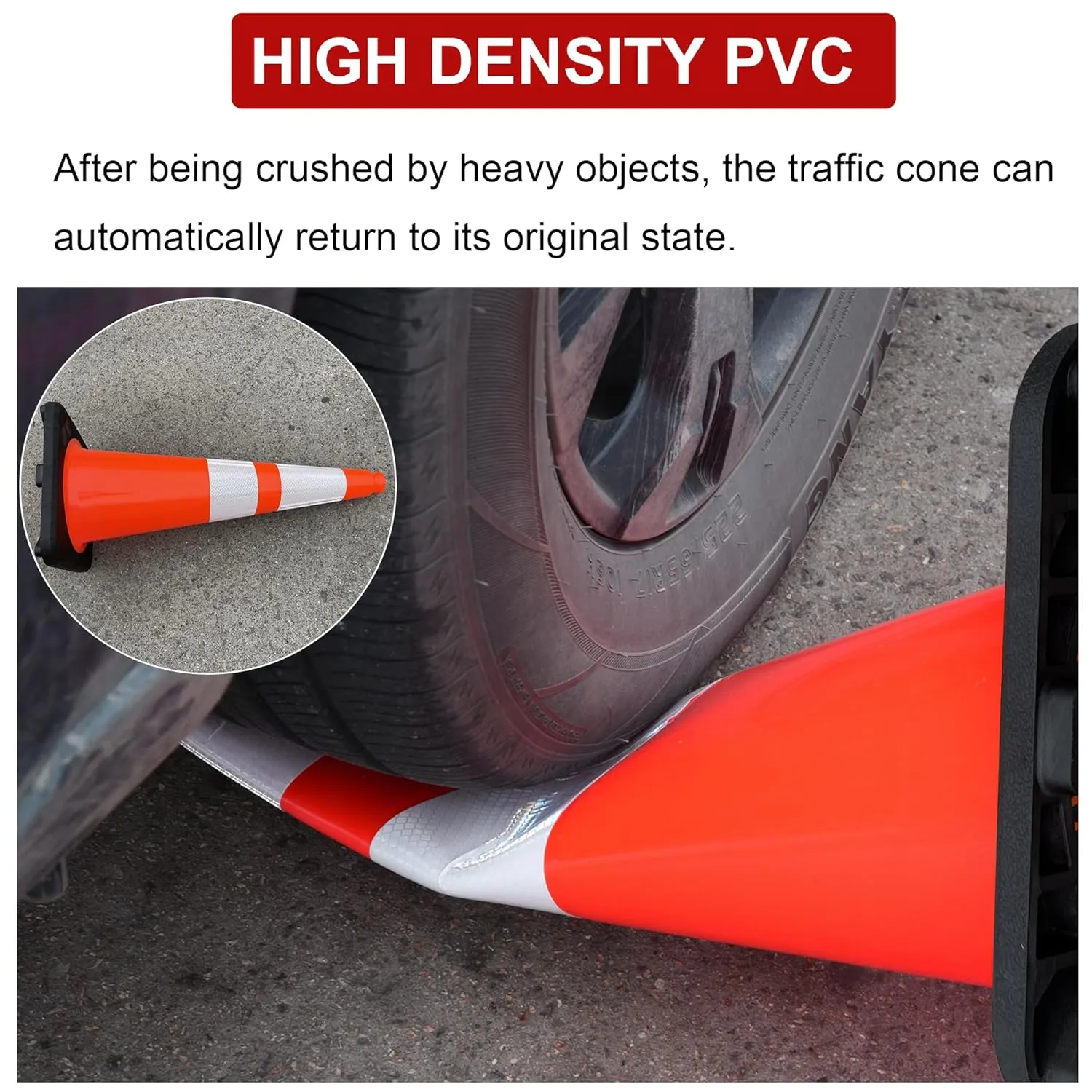 OrangeStar 8 Pack 28" Traffic Safety Cones, Orange Cones Construction Cones w/Reflective Collar, Heavy Duty Base for Driving Practice, Parking Lots and Roadwork
