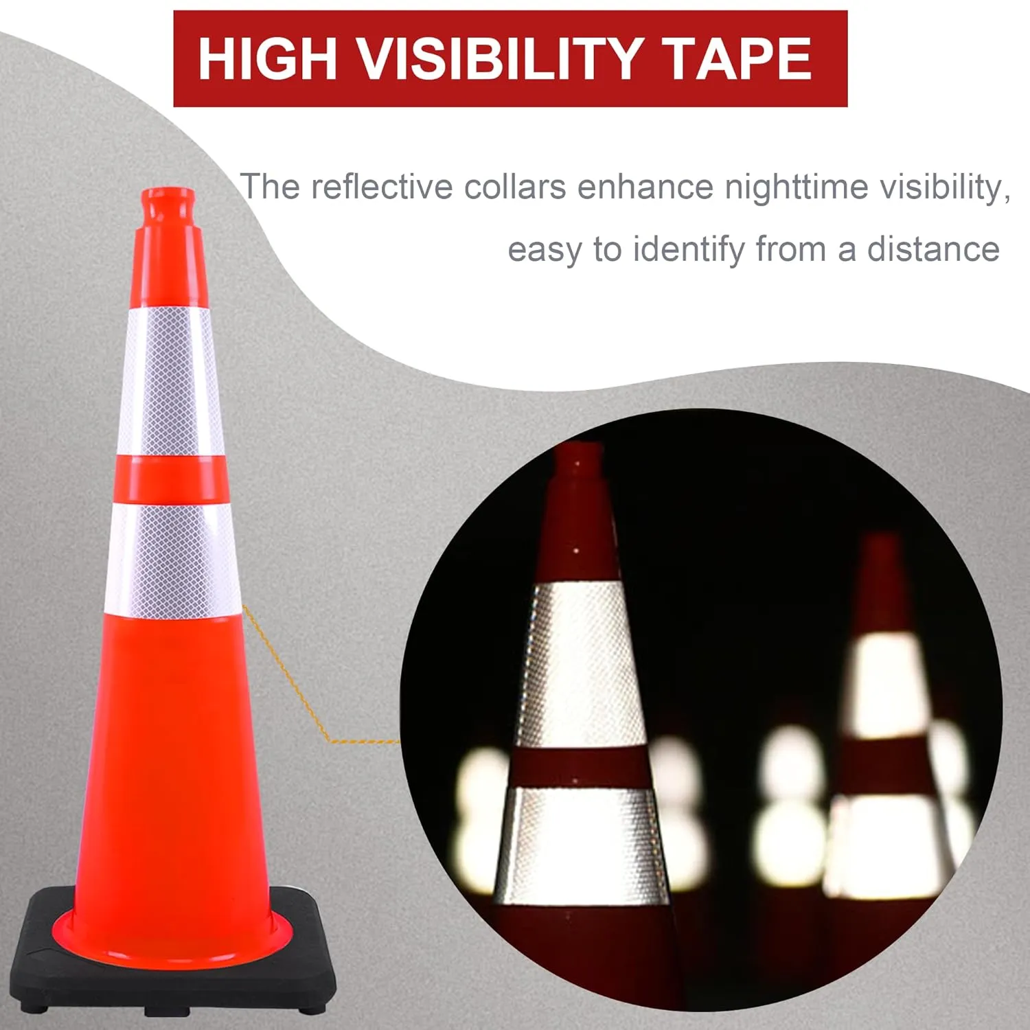OrangeStar 8 Pack 28" Traffic Safety Cones, Orange Cones Construction Cones w/Reflective Collar, Heavy Duty Base for Driving Practice, Parking Lots and Roadwork
