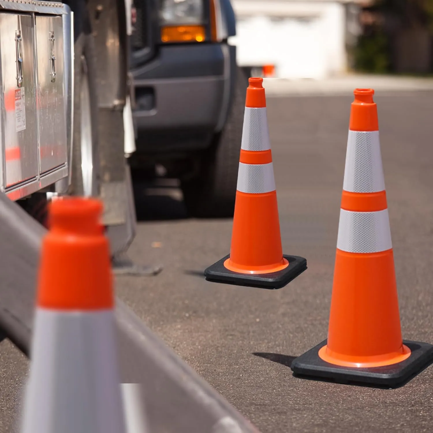 OrangeStar 8 Pack 28" Traffic Safety Cones, Orange Cones Construction Cones w/Reflective Collar, Heavy Duty Base for Driving Practice, Parking Lots and Roadwork