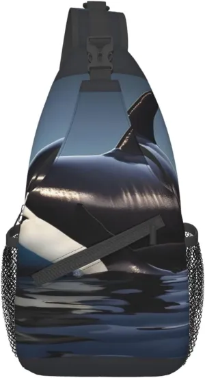 Orca Killer Whale print Print Sling Backpack, Sling Bag, Crossbody Chest Bag Daypack, for Hiking Travel