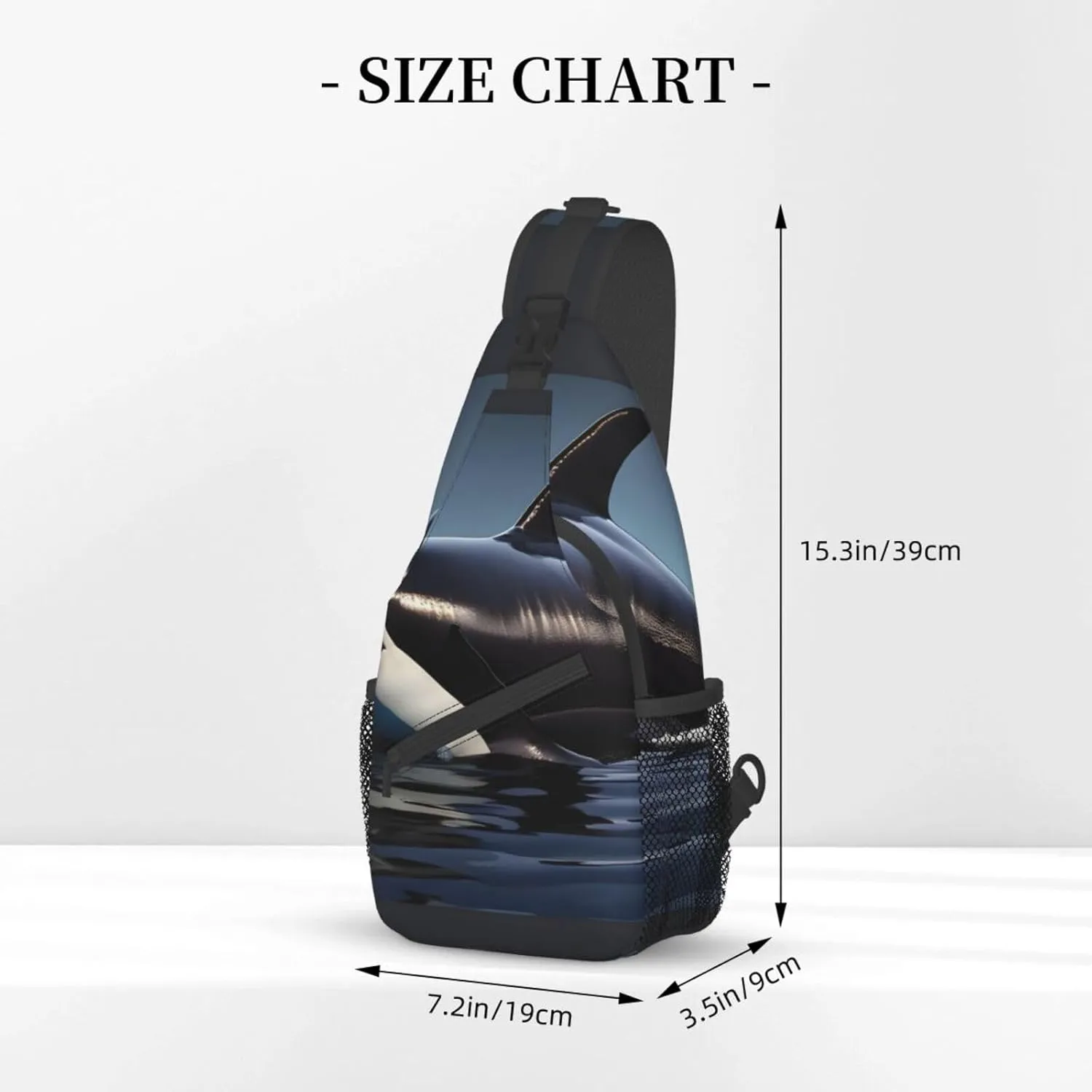 Orca Killer Whale print Print Sling Backpack, Sling Bag, Crossbody Chest Bag Daypack, for Hiking Travel