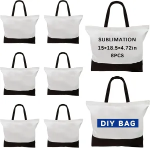 ORJ Sublimation Tote Bags,polyester tote bags for sublimation, blank canvas tote bags for Custom picture 15 * 18.5 * 4 in