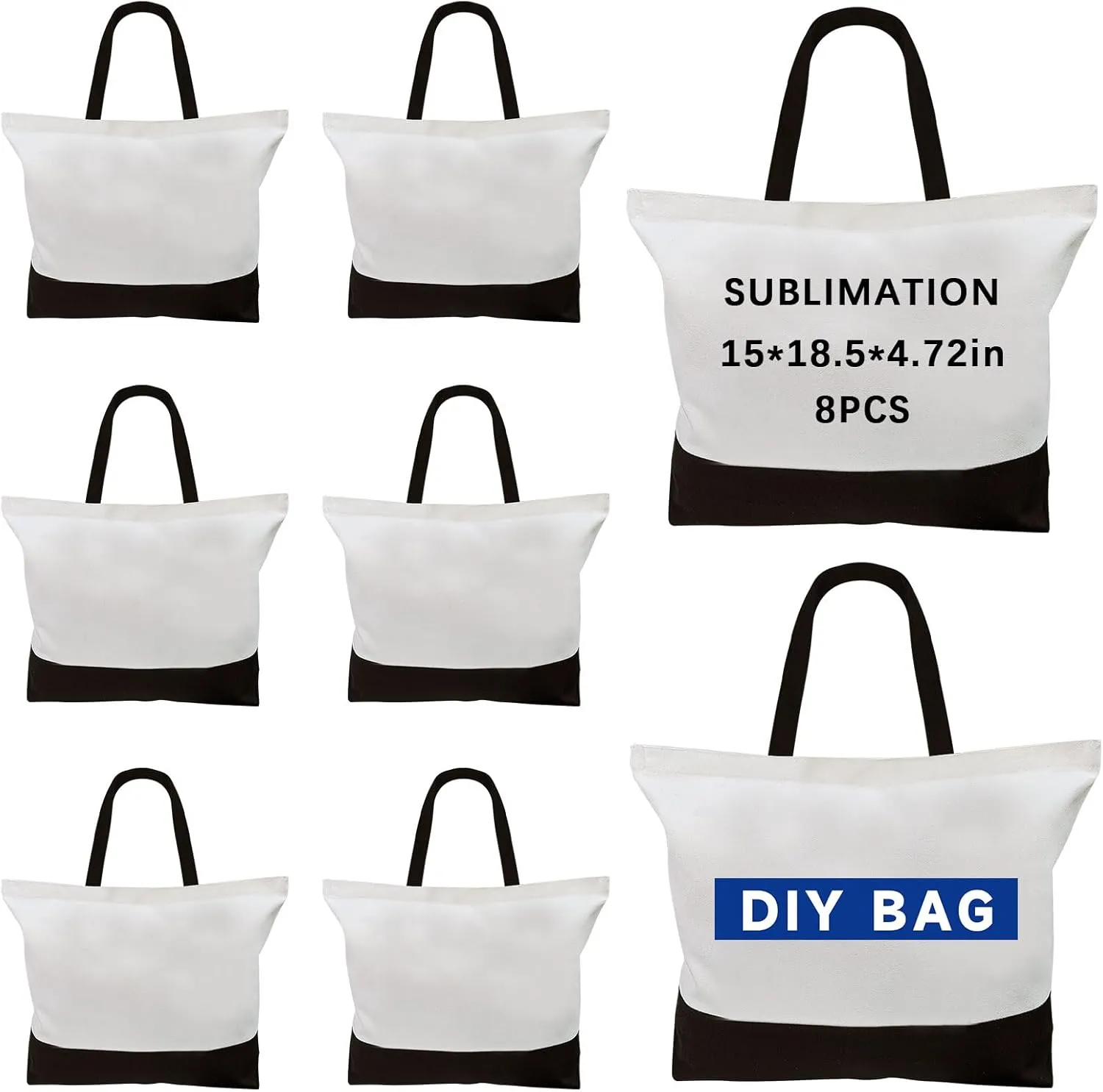 ORJ Sublimation Tote Bags,polyester tote bags for sublimation, blank canvas tote bags for Custom picture 15 * 18.5 * 4 in