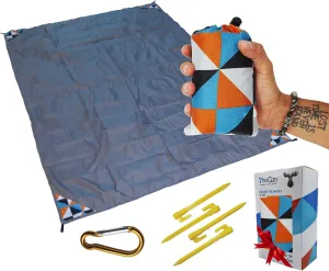 Outdoor Picnic Blanket - Compact, Lightweight, Sand Proof Pocket Blanket Best Mat for The Beach, Hiking, Travel, Camping, Festivals with Pockets, Loops, Stakes, Carabiner (Camouflage lattice)
