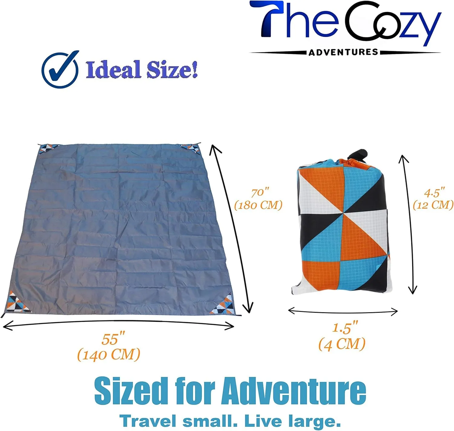 Outdoor Picnic Blanket - Compact, Lightweight, Sand Proof Pocket Blanket Best Mat for The Beach, Hiking, Travel, Camping, Festivals with Pockets, Loops, Stakes, Carabiner (Camouflage lattice)