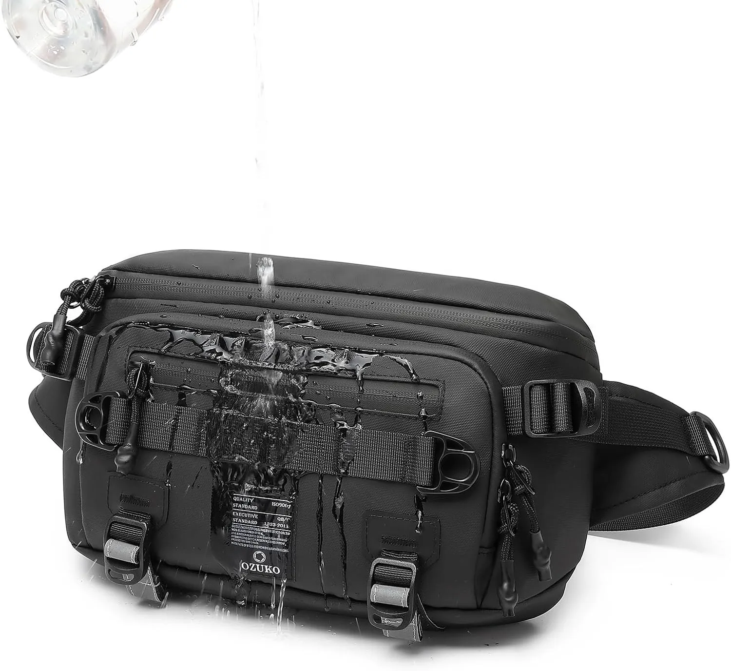 OZUKO Waist Pack Bag Fanny Pack for Men&Women Hip Bum Bag with Adjustable Strap for Outdoors Workout Traveling Casual Running Hiking Cycling(Black)