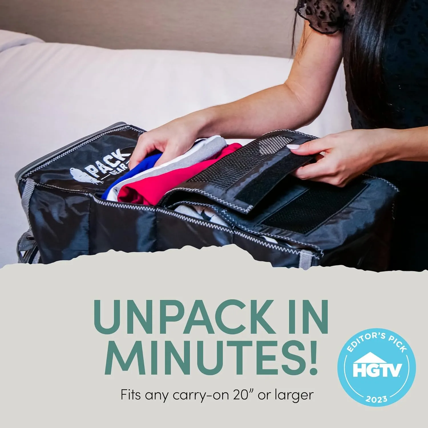 Pack Gear Hanging Luggage Organizer - Our Carry On Closet Insert Fits Any Carry-On - Our Hanging Luggage Organizer Uses Velcro to Allow Instant Access to your Clothes (Mesh Black, Carry-On Size)