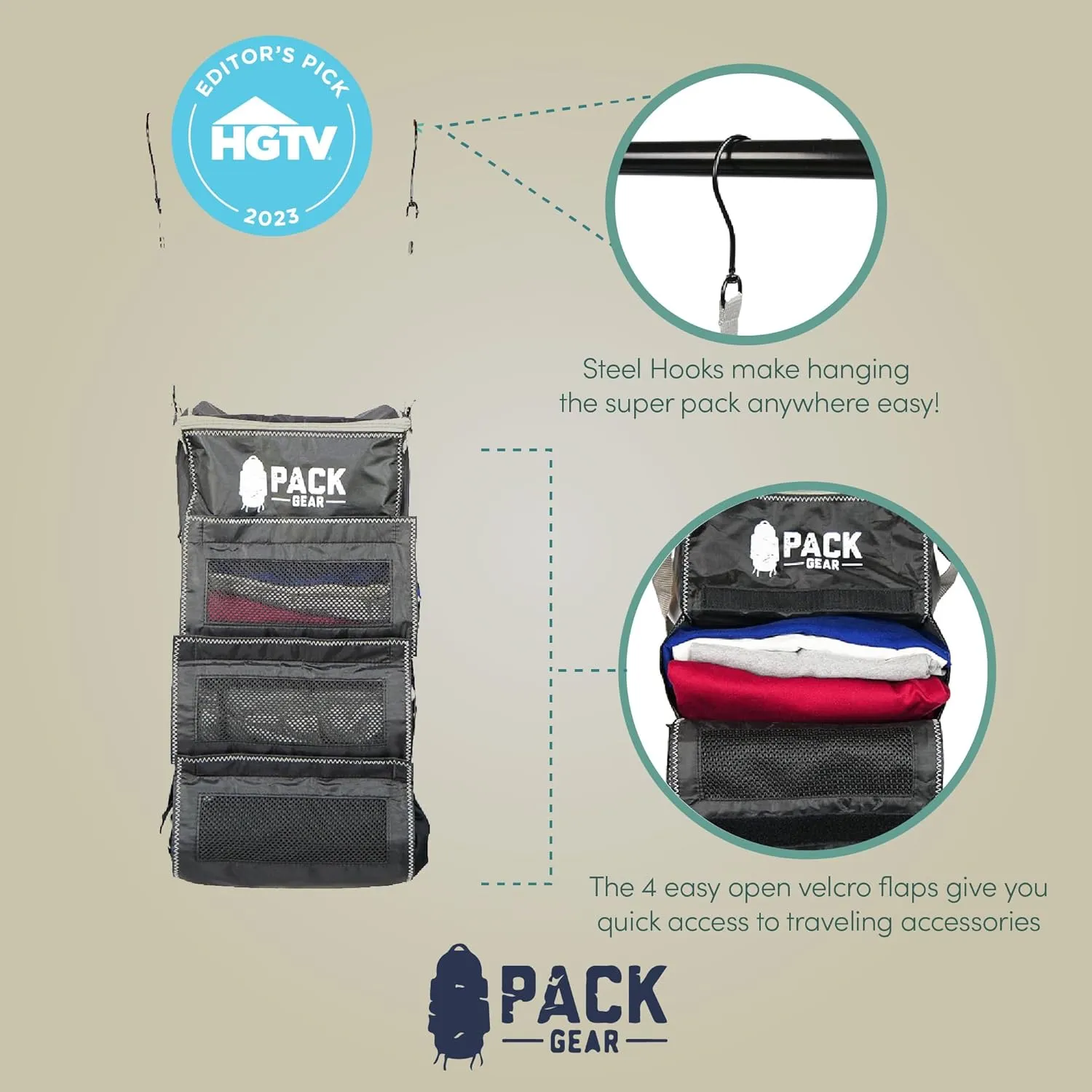 Pack Gear Hanging Luggage Organizer - Our Carry On Closet Insert Fits Any Carry-On - Our Hanging Luggage Organizer Uses Velcro to Allow Instant Access to your Clothes (Mesh Black, Carry-On Size)