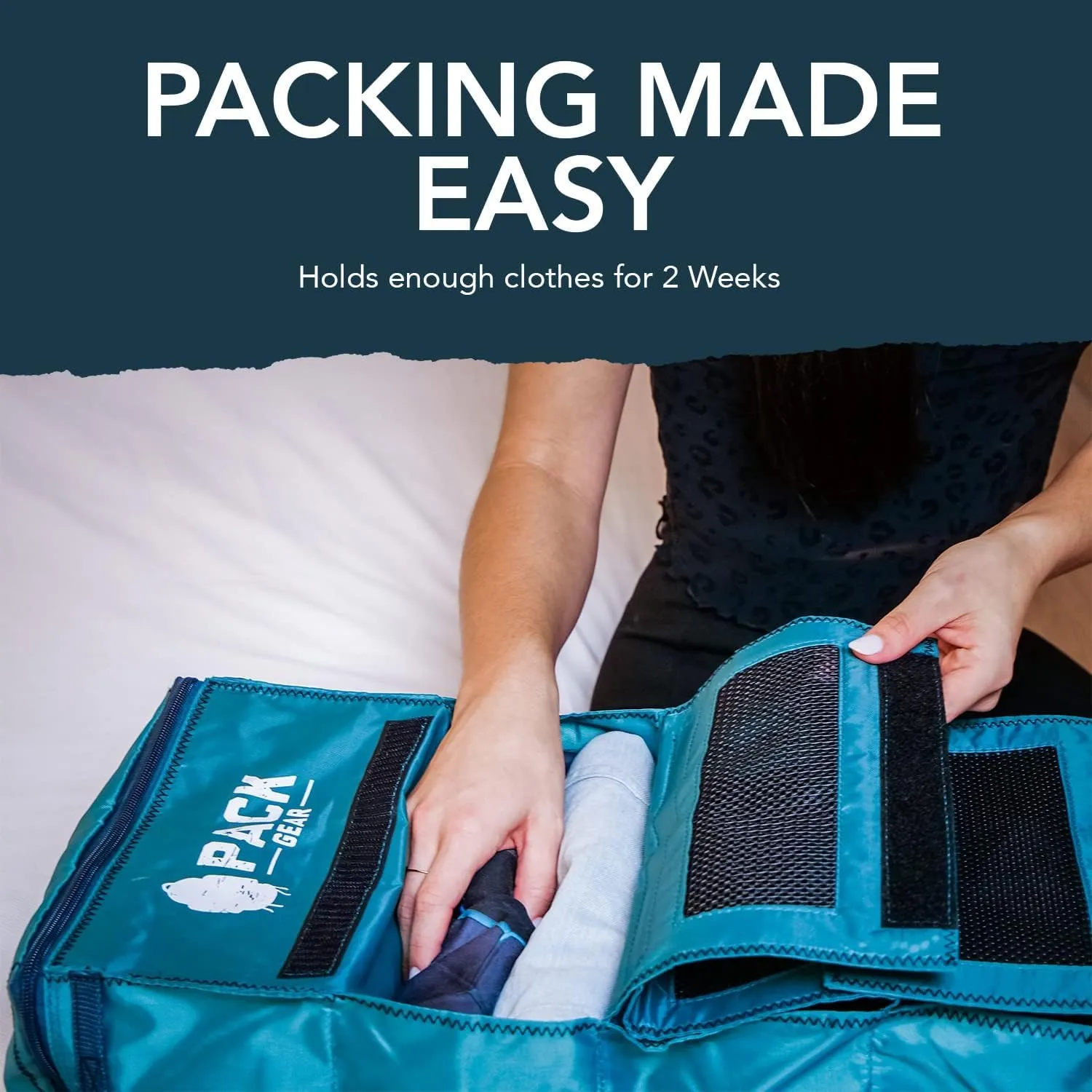 Pack Gear Hanging Luggage Organizer - Our Carry On Closet Insert Fits Any Carry-On - Our Hanging Luggage Organizer Uses Velcro to Allow Instant Access to your Clothes (Mesh Black, Carry-On Size)