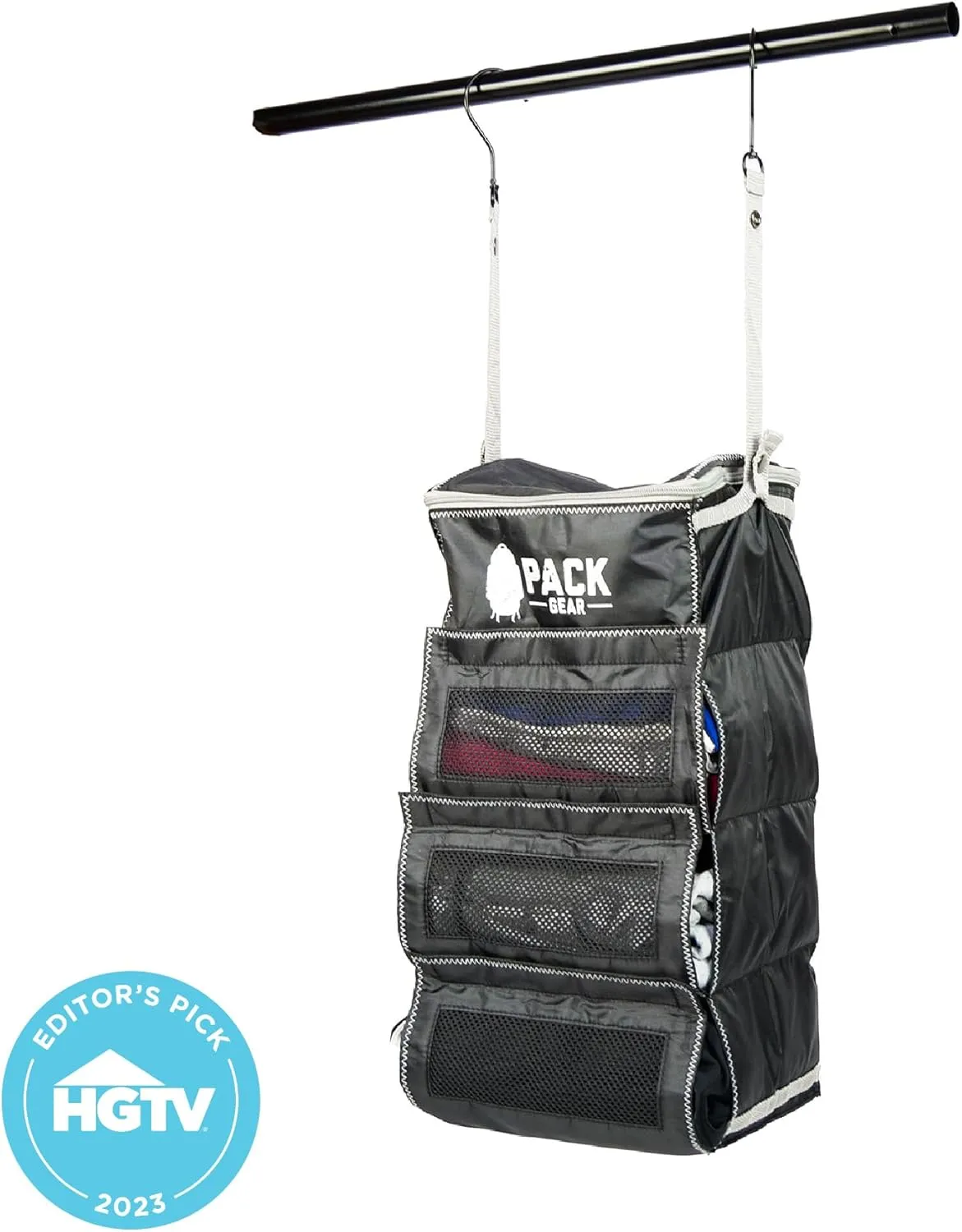 Pack Gear Hanging Luggage Organizer - Our Carry On Closet Insert Fits Any Carry-On - Our Hanging Luggage Organizer Uses Velcro to Allow Instant Access to your Clothes (Mesh Black, Carry-On Size)