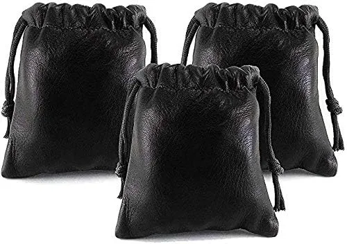Pack of 100: Chalk Factory Multiple use Lambskin Leather Pouch with Drawstrings: (Size : 7 cm X 9 cm) (NO Logo)