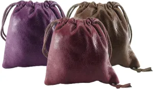 Pack of 3 Lambskin Leather Drawstrings Pouch: 11.5 cm X 11.5 cm (Assorted Pack of 3)
