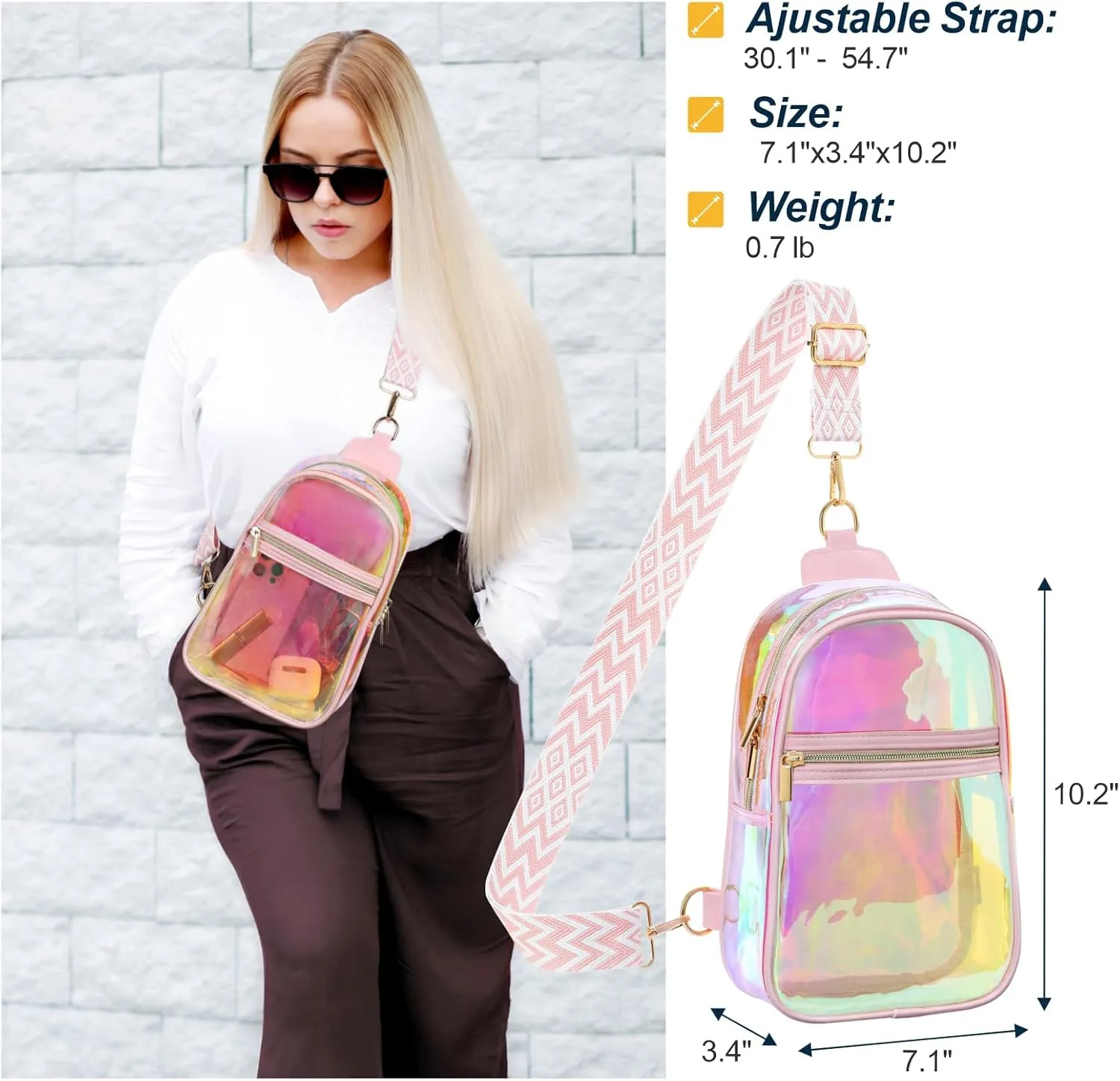 PACKISM Clear Bag for Stadium Events - Clear Sling Bag for Sport Concert, Clear Crossbody Bags for Women with Comfortable Strap