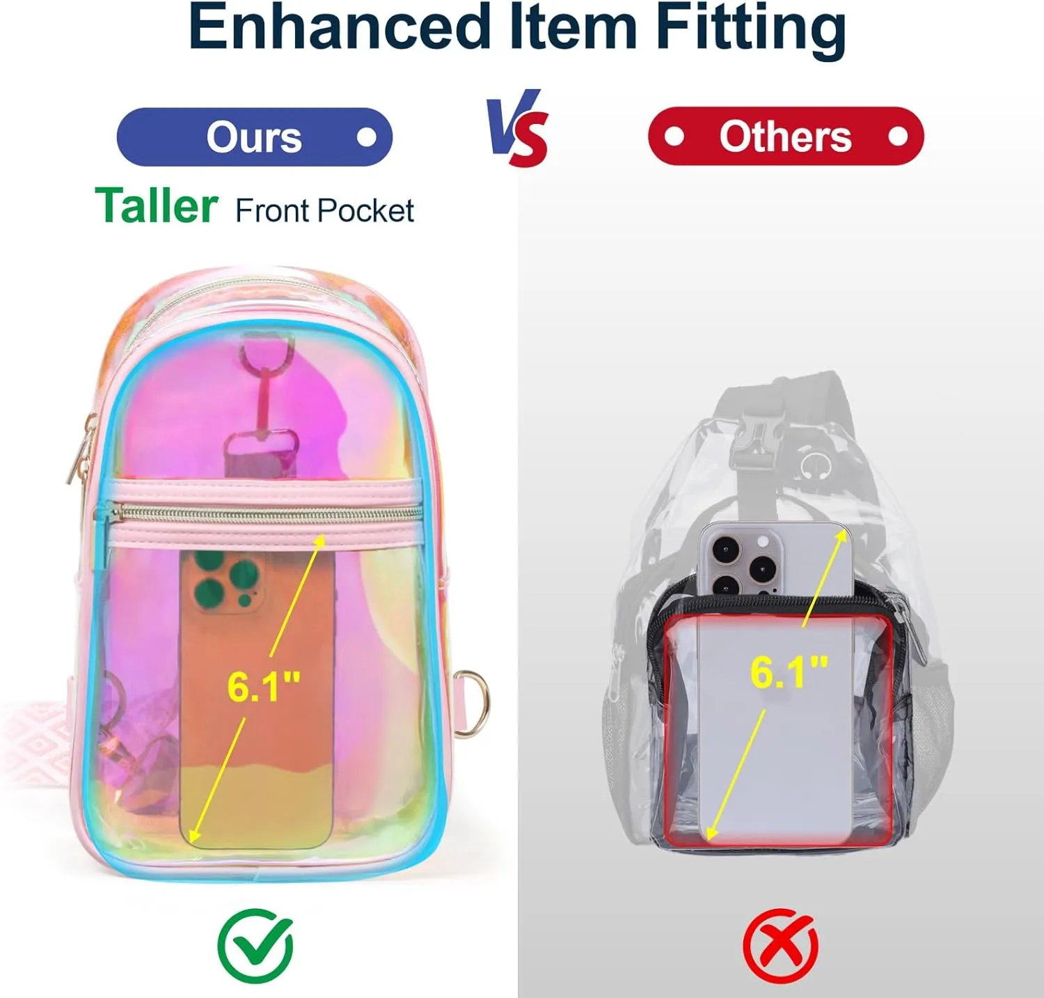 PACKISM Clear Bag for Stadium Events - Clear Sling Bag for Sport Concert, Clear Crossbody Bags for Women with Comfortable Strap