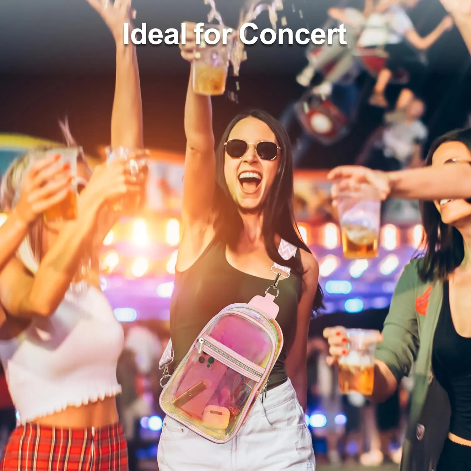PACKISM Clear Bag for Stadium Events - Clear Sling Bag for Sport Concert, Clear Crossbody Bags for Women with Comfortable Strap