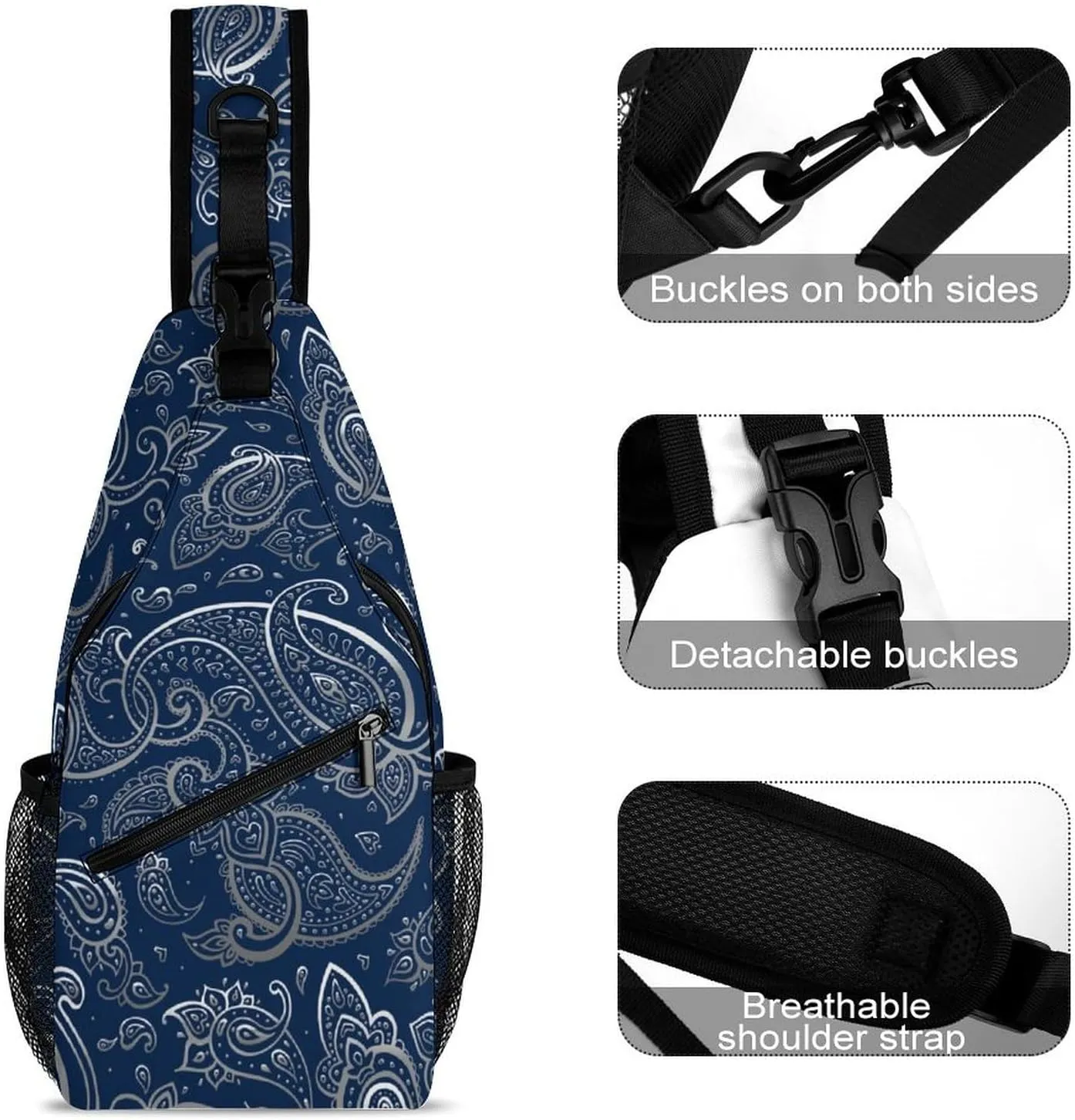 Paisley Sling Backpack Man Womans Crossbody Backpack Chest Bag Gym Daypack Travel Bag Small Cross Body Bags Leisure Backpacks