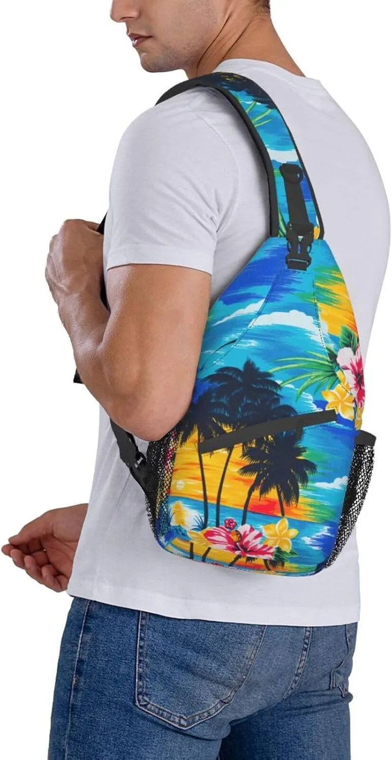 Palm Tree. Unisex Casual Diagonal Chest Bag,Multipurpose Crossbody Shoulder Bag Travel Hiking Daypack