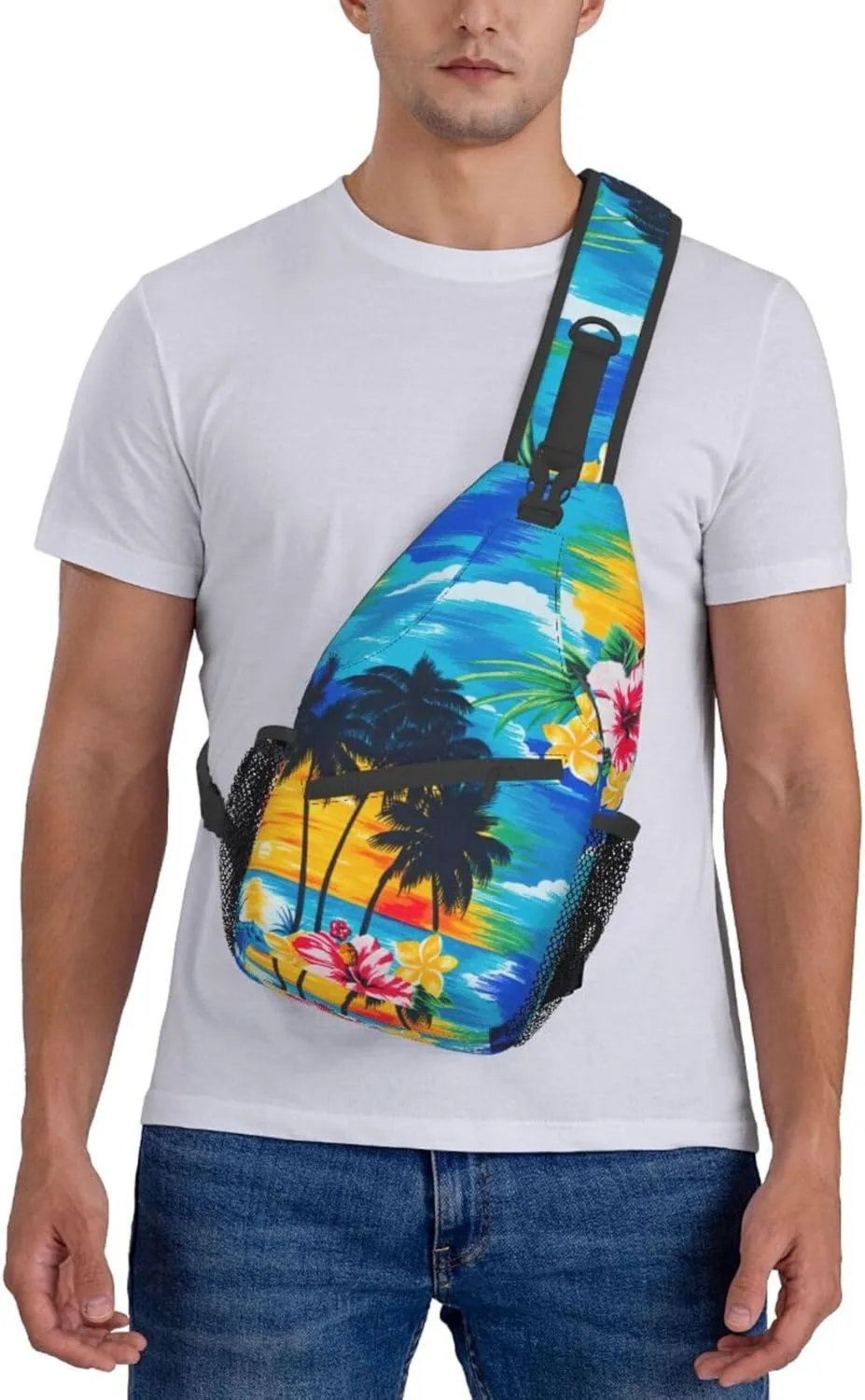 Palm Tree. Unisex Casual Diagonal Chest Bag,Multipurpose Crossbody Shoulder Bag Travel Hiking Daypack