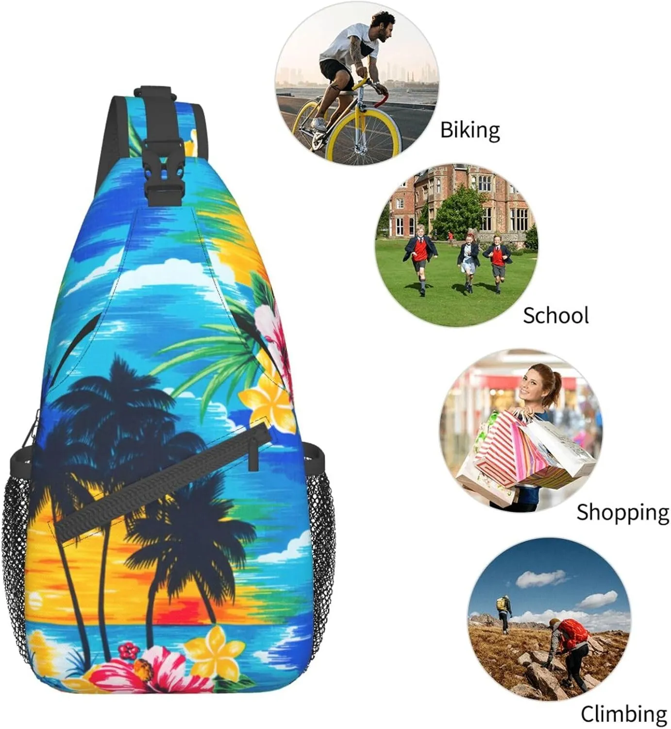 Palm Tree. Unisex Casual Diagonal Chest Bag,Multipurpose Crossbody Shoulder Bag Travel Hiking Daypack