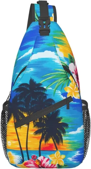 Palm Tree. Unisex Casual Diagonal Chest Bag,Multipurpose Crossbody Shoulder Bag Travel Hiking Daypack