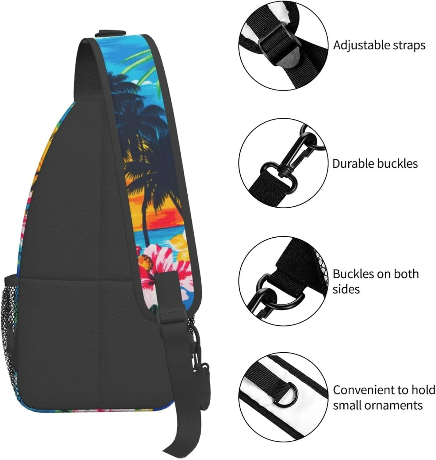 Palm Tree. Unisex Casual Diagonal Chest Bag,Multipurpose Crossbody Shoulder Bag Travel Hiking Daypack