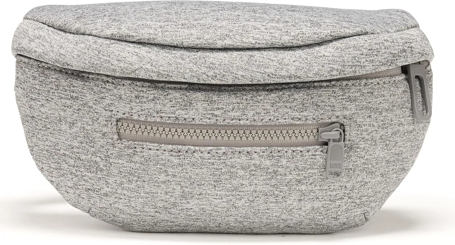Pander Neoprene Fanny Pack 3 Pockets Waist Bag for Men & Women Fashion Water Resistant Hip Bum Bag with Adjustable Belt for Running Travel Hiking Workout Sports (Heather Grey, One Size)