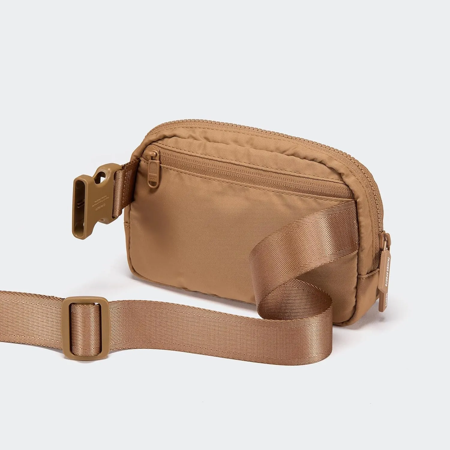 Pander Two Way Zipper Fanny Pack Nylon Everywhere Belt Bag for Women, Water Repellent Waist Packs, Crossbody Bags with Adjustable Strap (Caramel Brown).